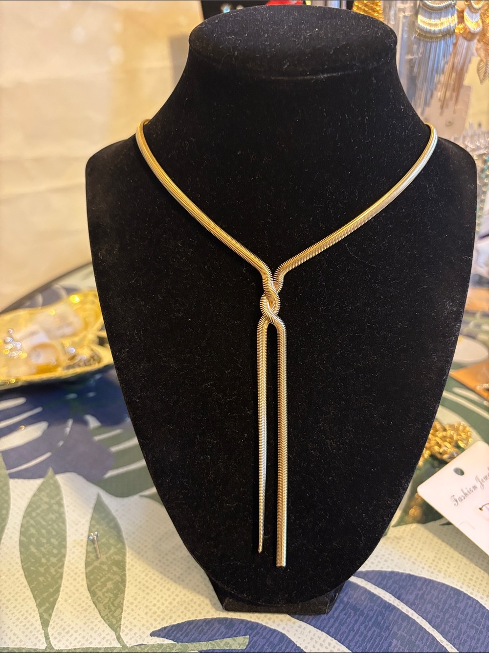 Plunder Gold Knot Lariat Necklace with Double Tassel
